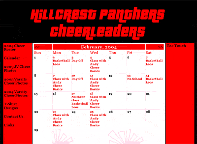 Hillcrest Cheer Calendar